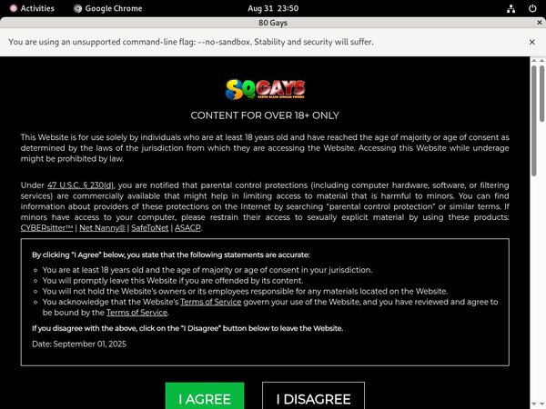 80 Gays Billing Page