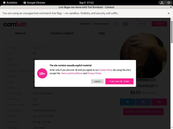 Yuri Kombatt With No Credit Card